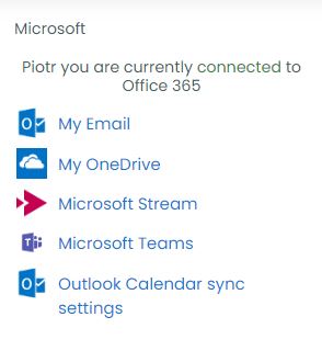 Message: [name], you are currently connected to Office 365